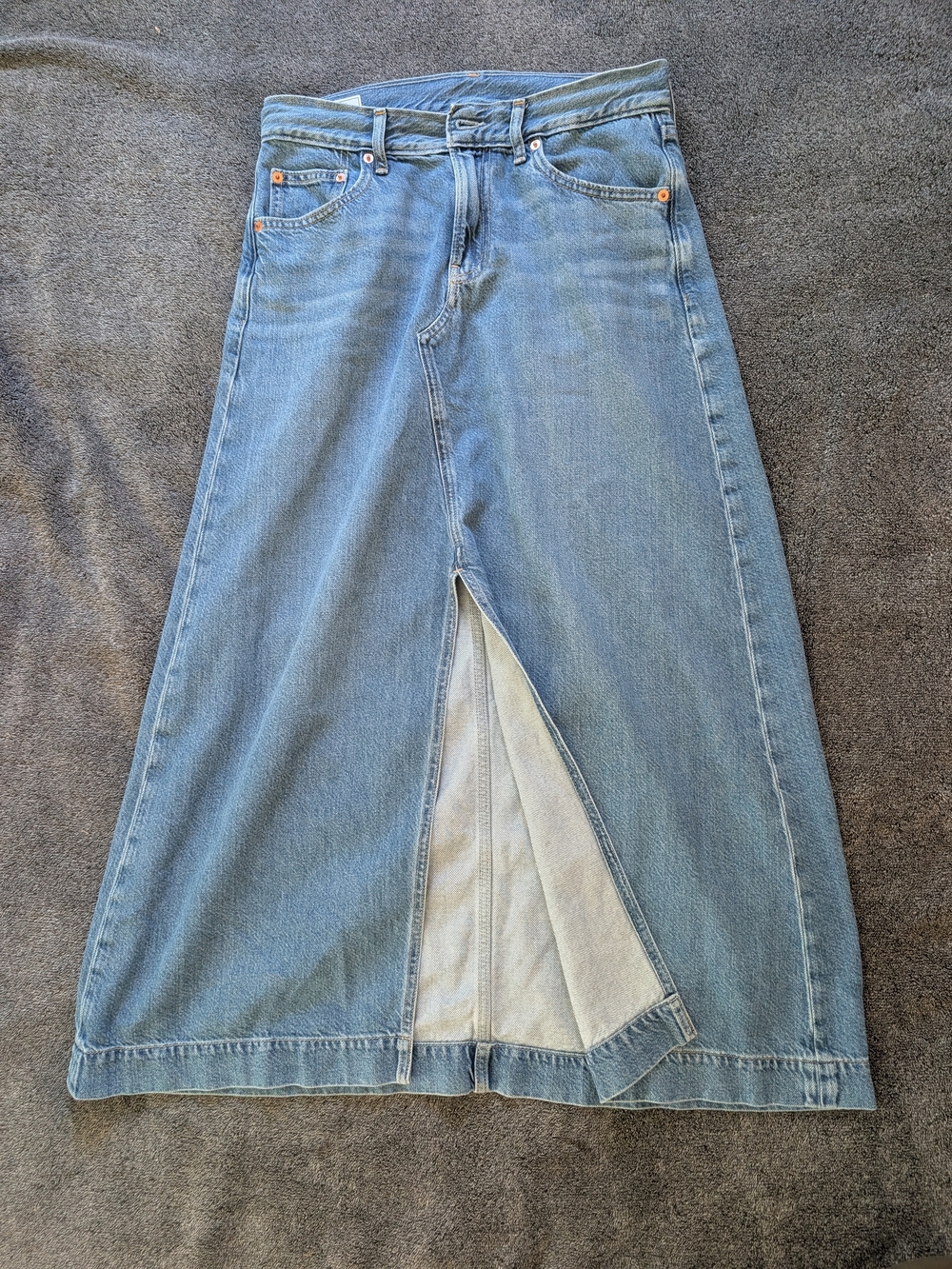 GAP Light Blue Denim Maxi Skirt with Front Slit